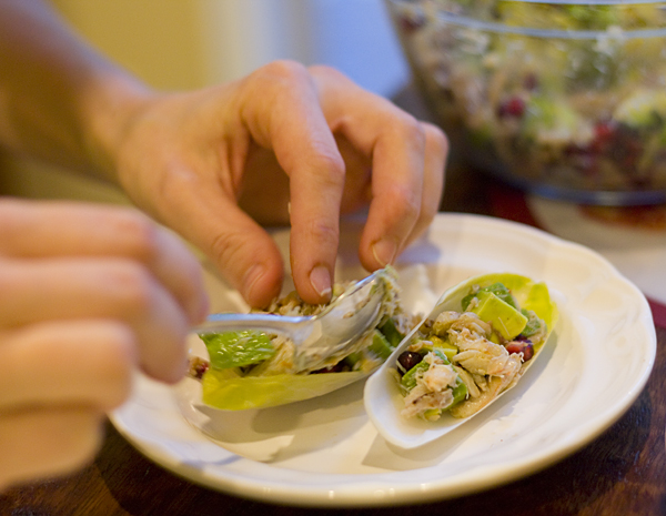 Filling the endive boats