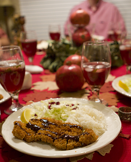 POM Party Main Course -- Tonkatsu with Pomegranate Molasses Tonkatsu Sauce