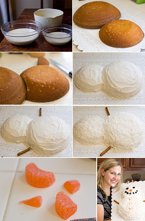 Making the Snowman Birthday Cake