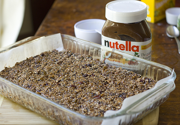 Nutella Fruit and Nut Bars ready to be baked