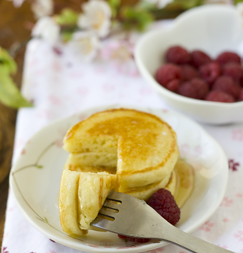 Soft, fluffy, chewy orange mochi pancakes