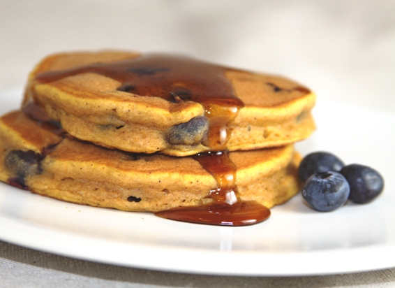 Whole-Wheat Pumpkin Blueberry Pancakes