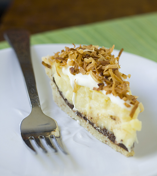 Fudge and Coconut Custard Pie