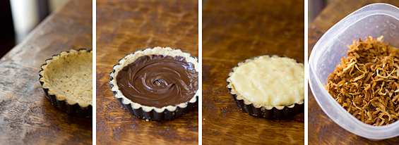 Making the Fudge and Coconut Custard Pie