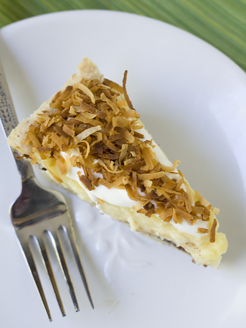 Slice of Fudge and Coconut Custard Pie