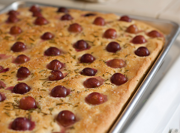 Grape and Rosemary Focaccia hot out of the oven