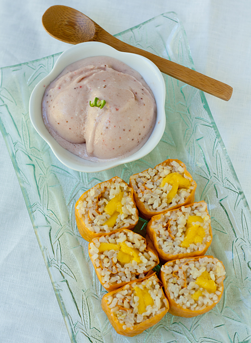 Refreshing Mango Sushi and Strawberry Coconut Ice Cream