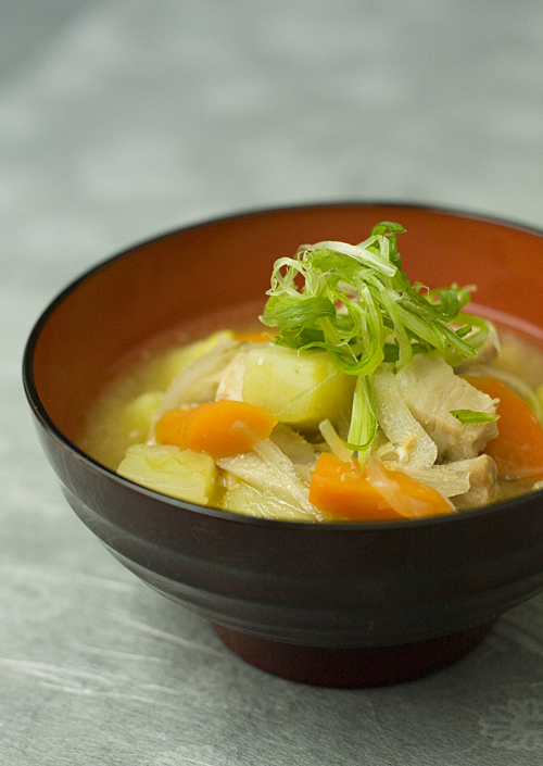 Tonjiru---pork and vegetable miso soup