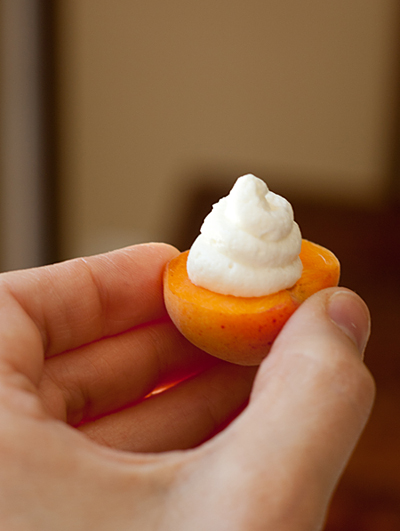 Apricot half + goat cheese mousse = a little bit of heaven