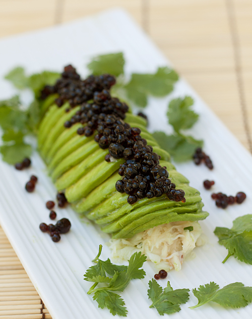 California Avocado Crab Roll with Soy Sauce Caviar