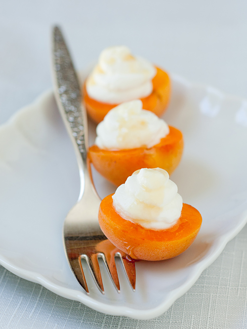 Fresh Apricots filled with Goat Cheese Mousse Fresh Apricots filled with Goat Cheese Mousse