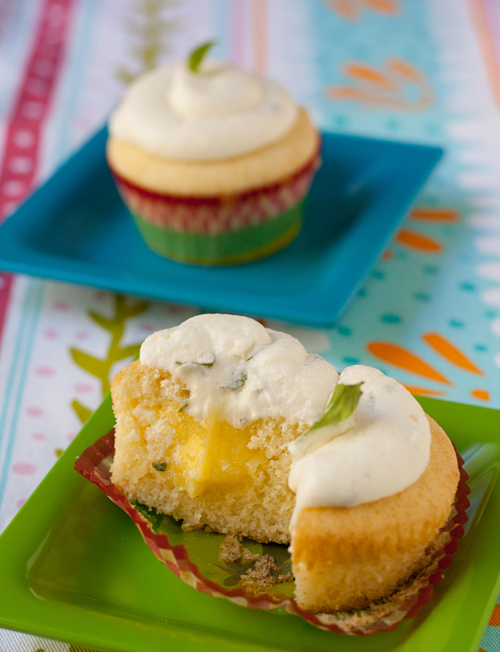 Lemon Basil Mochi Cupcakes