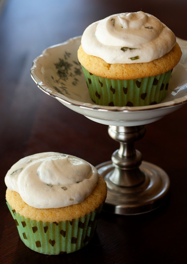 Lemon Mochi Cupcakes with Lemon Basil Buttercream Frosting