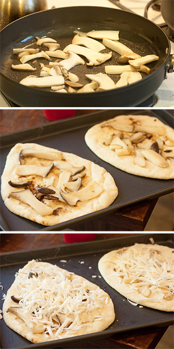Making the naan pizzas