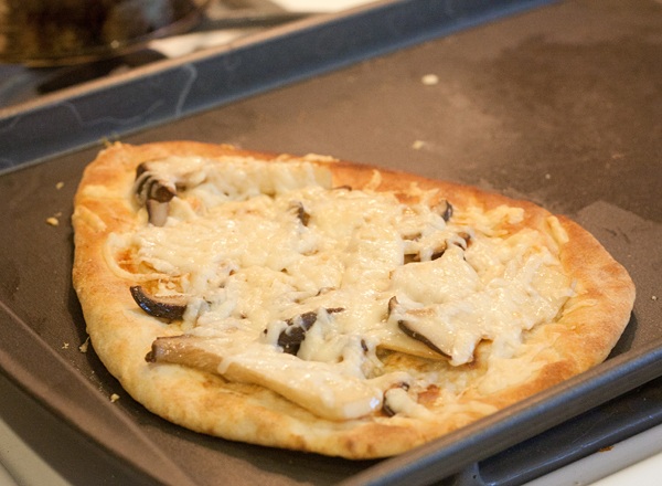 Naan Mushroom Chevre Pizza