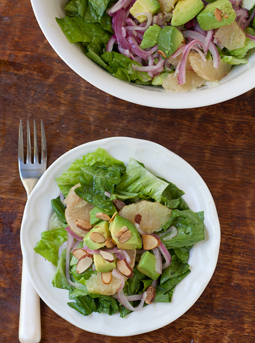 Avocado Grapefruit Onion Salad with Creamy Onion Dressing