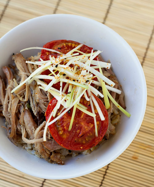 Pulled Pork & Roasted Tomato Donburi