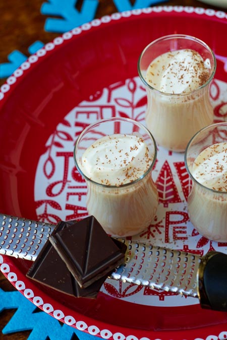 Chocolate Egg Nog with Shaved Chocolate