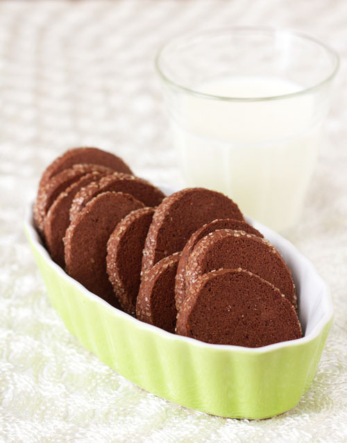 Chocolate Peppermint Sable Cookies and Milk