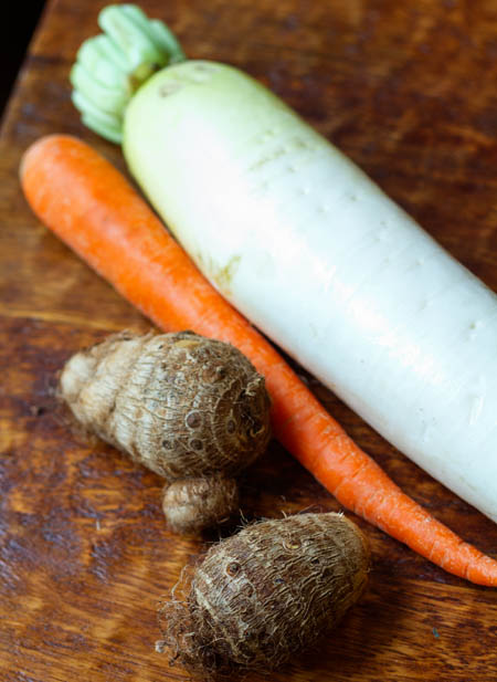 Satoimo, carrot, and daikon