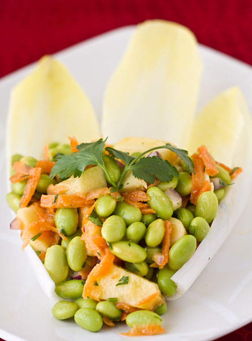 Edamame Endive Salad Edamame Endive Salad with Miso Citrus Dressing