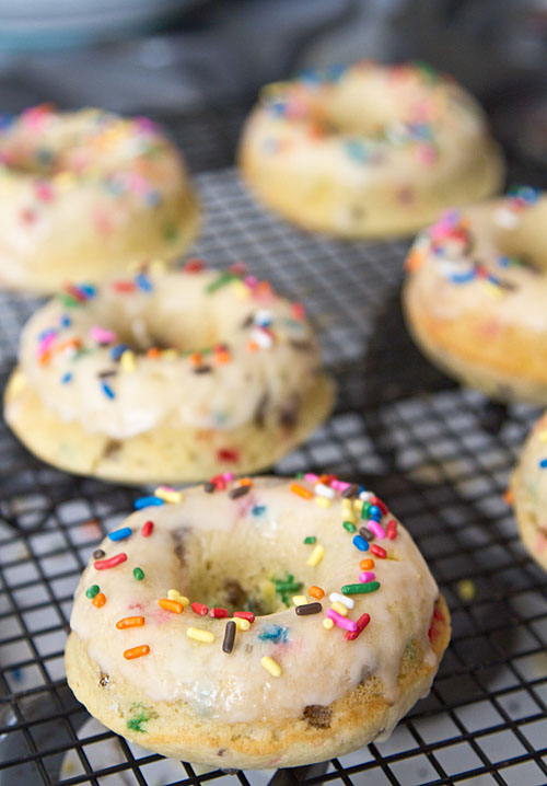 Confetti Cake Baked Doughnuts