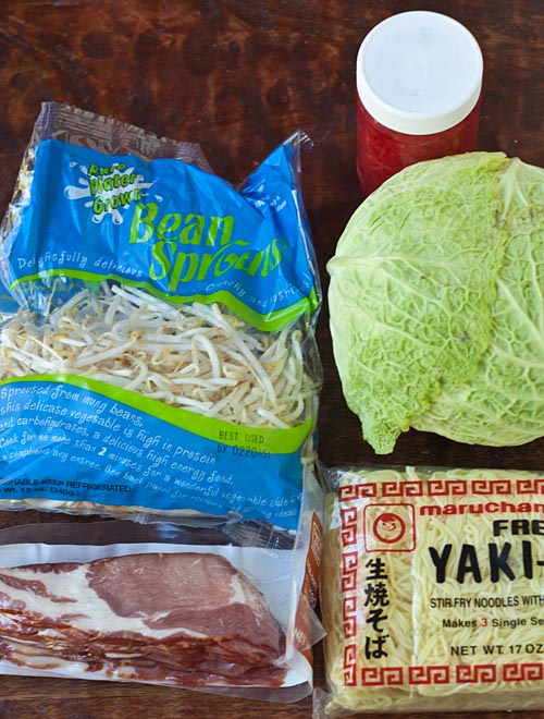 Ingredients for yakisoba