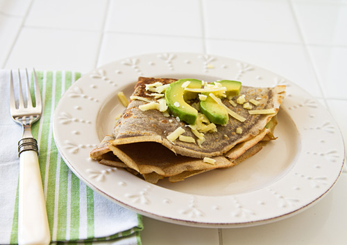 Cheesy Avocado Buckwheat Crepes