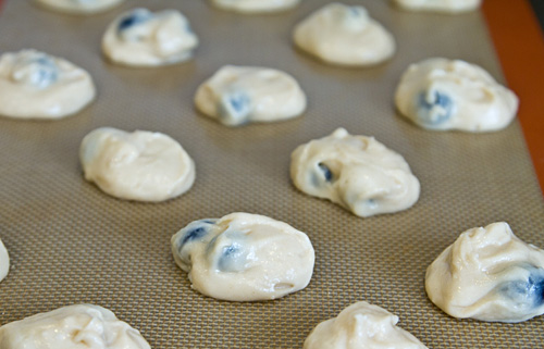 Blueberry Yogurt cookie dough ready to go into the oven