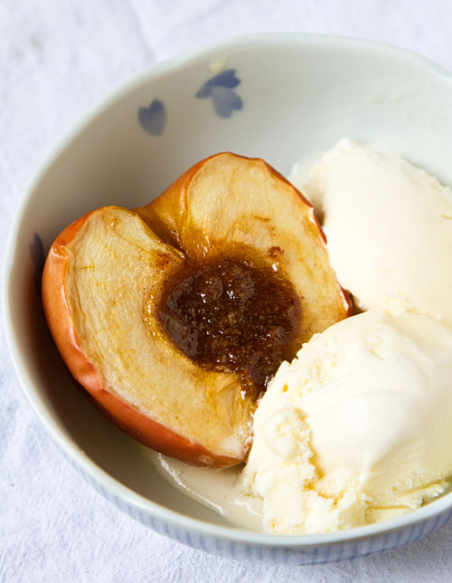 Baked Apples with Vanilla Bean Ice Cream