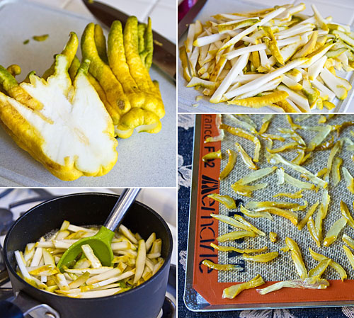 Making candied Buddha's Hand