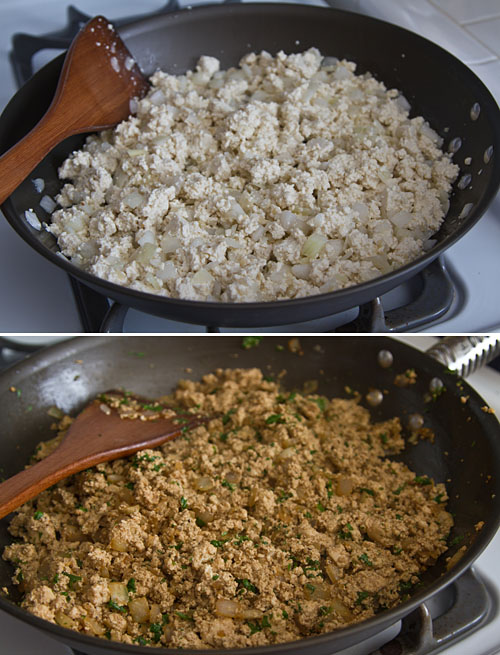 Making the seasoned tofu