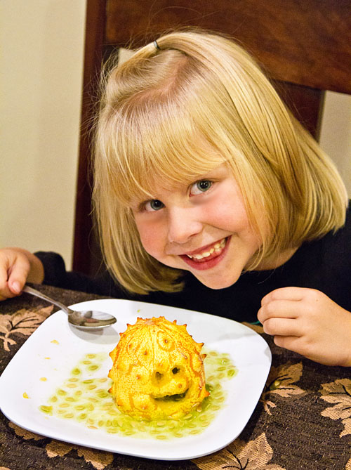 Squirrel likes her Kiwano Swamp Monster