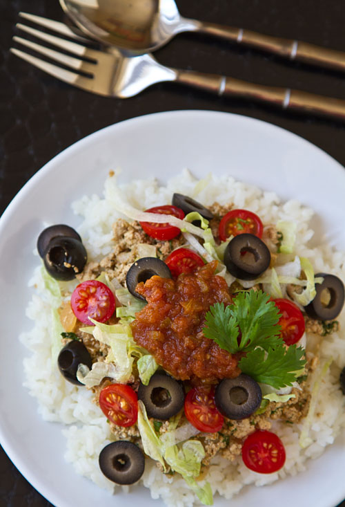 Vegetarian Taco Rice with California Ripe Olives Vegetarian Taco Rice with California Ripe Olives