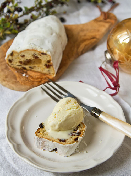 Almond Ice Cream with Marzipan Stollen