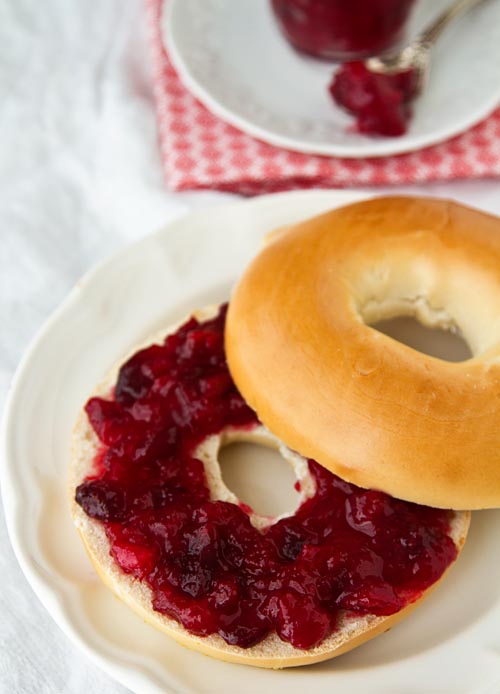 Toasted Bagel with Fuji Light Cranberry Sauce