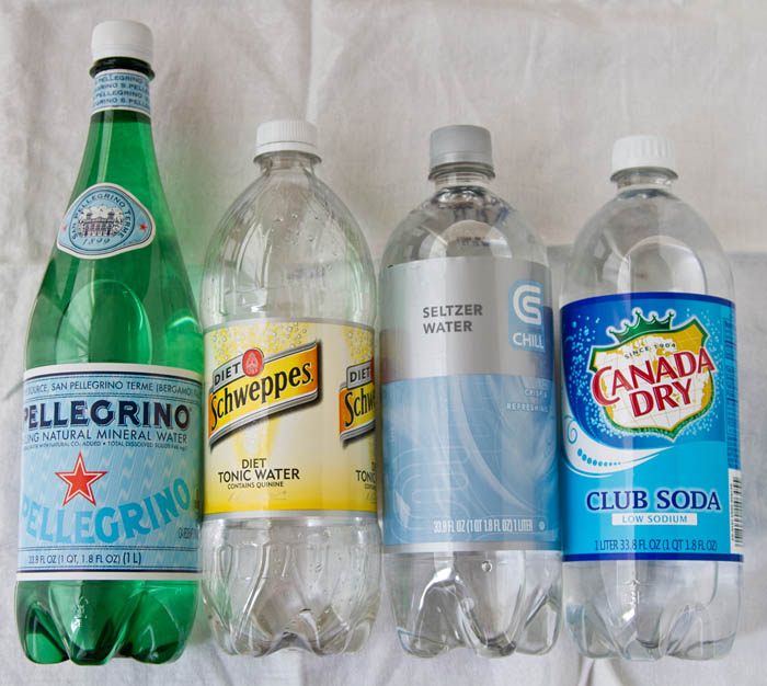 Different types of sparkling water