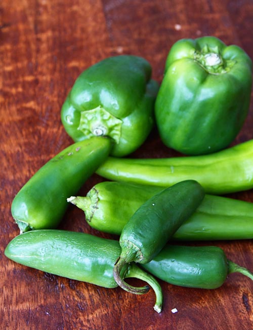 Green Bell Peppers, Anaheim Peppers, Jalapeno Peppers