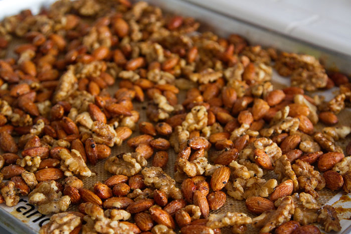 Salt & Pepper Roasted Nuts cooling