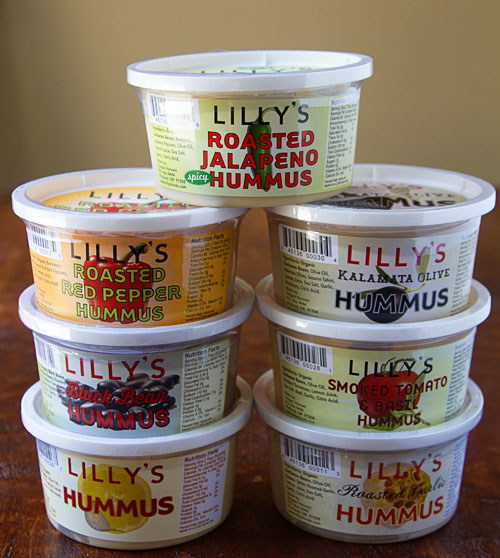 Different flavors of Lilly's Hummus