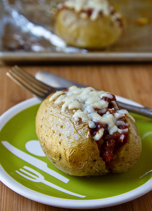 Goat Cheese & Tomato Bacon Chutney Stuffed Potato