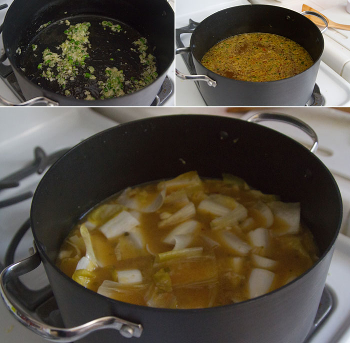 Making Endive Rice Soup