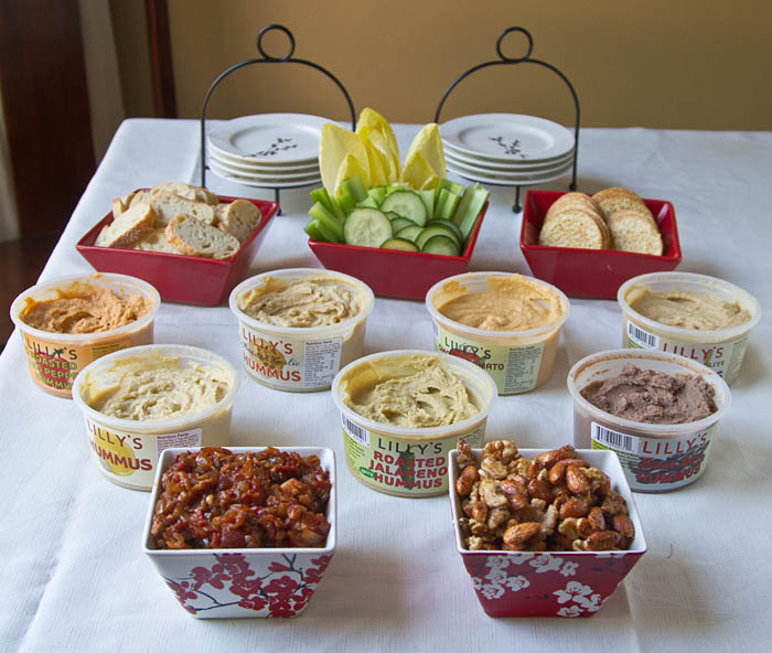 Tomato Bacon Chutney, Salt & Pepper Roasted Nuts, and Lilly's Hummus