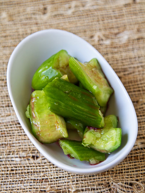 Beaten Cucumber Pickles with Benimosu