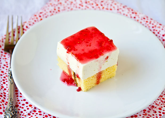 Tofu Castella Cheesecake with Raspberry Jam syrup