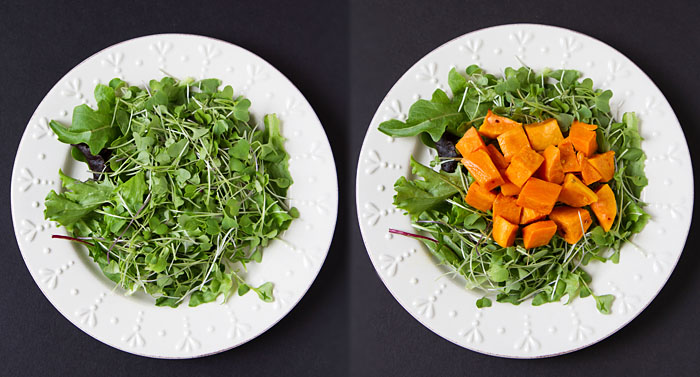 Assembling the salads