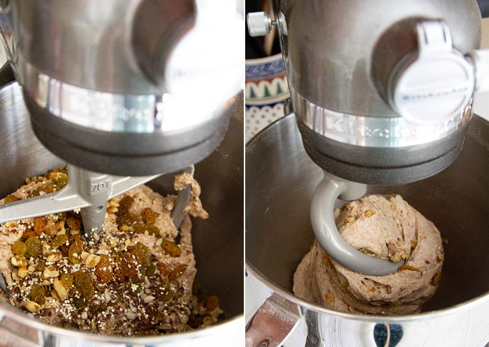 Making the bread dough in my KitchenAid stand mixer.