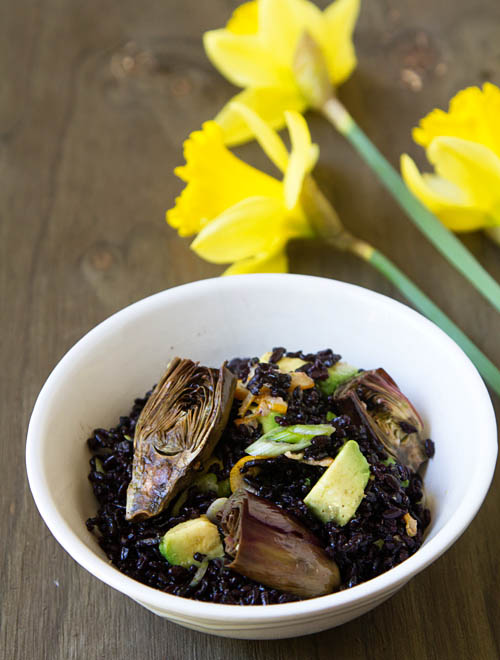 Roasted Baby Purple Artichoke Black Rice Salad