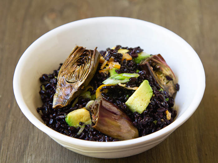 Roasted Baby Purple Artichoke Black Rice Salad