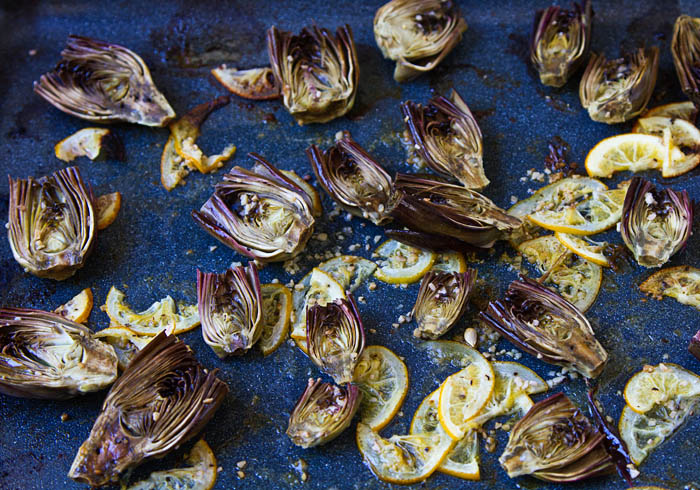 Roasted Baby Purple Artichokes and Meyer Lemon Slices